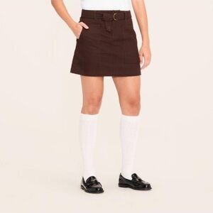 Woolrich Dark Brown Belted Mini A-Line Women's Skirt